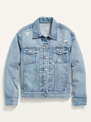 Distressed Classic Jean Jacket for Women | Old Navy (CA)