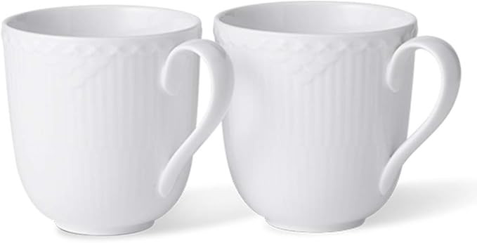 Royal Copenhagen White Fluted Half Lace Mug Set/2, 12.5oz | Amazon (US)