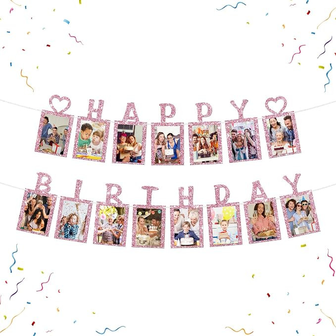 WeBenison Happy Birthday Photo Banner - Kids, Girls, Adults Paper Frame Cheers to Bunting Decorat... | Amazon (US)