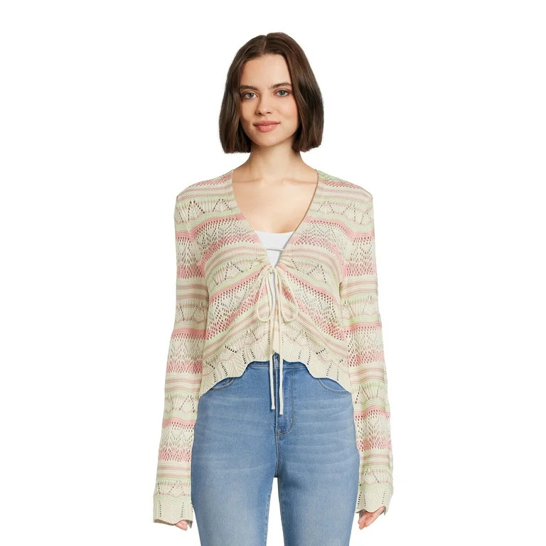 No Boundaries Juniors and Juniors Plus Pointelle Cardigan, Sizes XS-4X | Walmart (US)