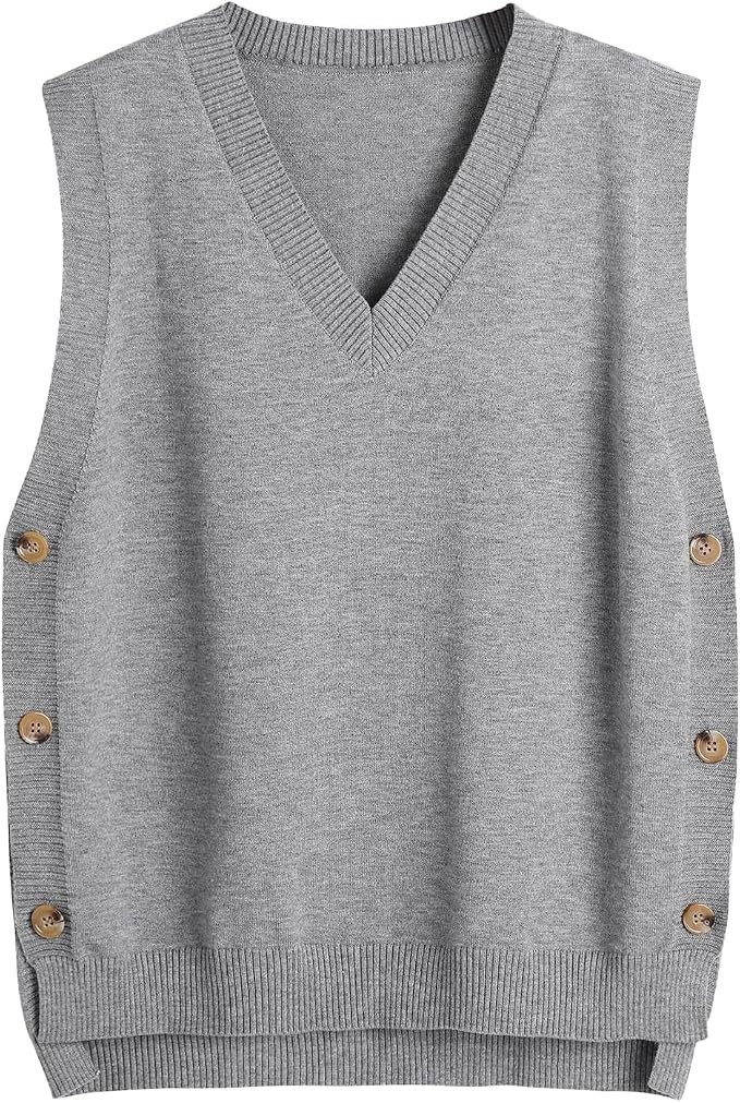 Women's Sweater Vest V Neck Sleeveless Pullover Knit Vest Casual Solid Ribbed Sweaters Tops | Amazon (US)