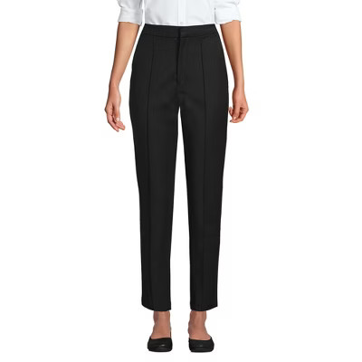 Lands' End Women's High Rise Bi Stretch Pintuck Pencil Ankle Pants - 14 - Black | Target