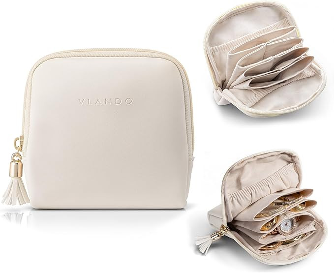 VLANDO Mini Jewelry Travel Case,Gifts for Teachers Women,Jewelry Pouch Bags with Zipper, Velvet J... | Amazon (US)