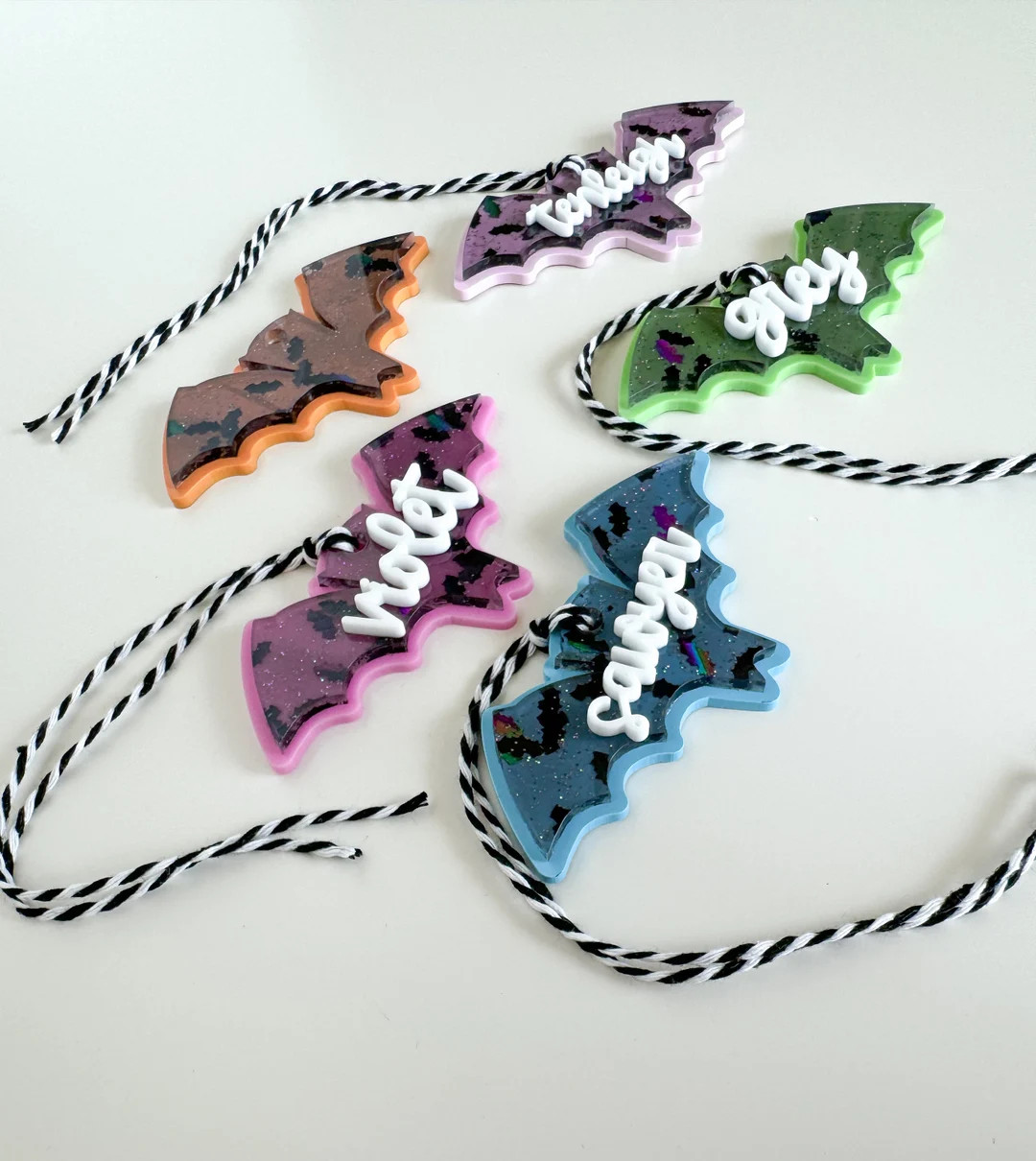 Sparkly Bat Halloween Tag, Halloween Basket Tag, Halloween Gifts for Kids Personalized Gift, Boo ... | Etsy (US)