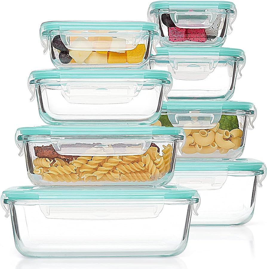 Vtopmart 8 Pack Glass Food Storage Containers , Meal Prep , Airtight Bento Boxes with Leak Proof ... | Amazon (US)