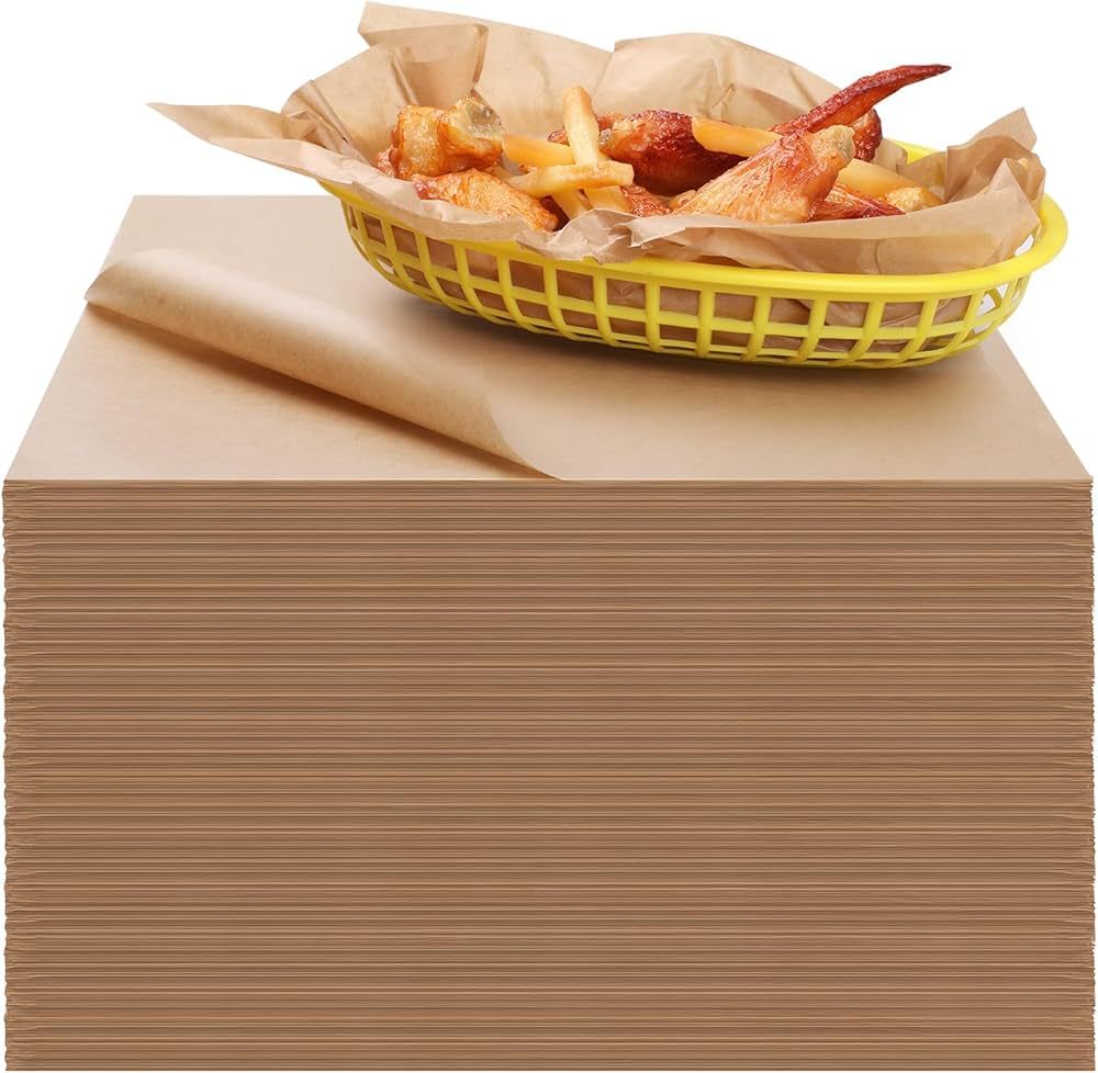 GeeRic Unbleached Waxed Deli Paper Sheets 12 * 12 Inch, 100 Pcs Food Basket Liners for Sandwiches... | Amazon (US)