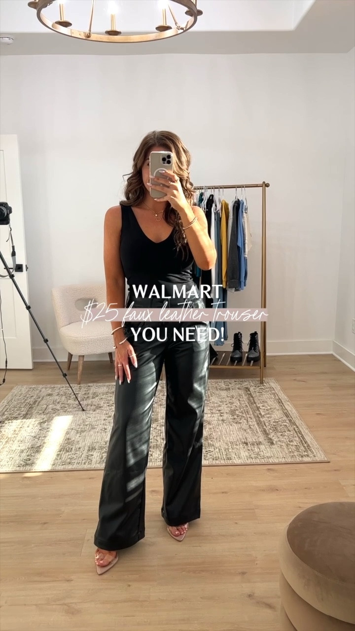$25 Walmart faux leather trousers styled 2 ways! 🖤 the trousers run a little big, I sized one down to a 2. I’m in a regular but they also are available in a short and tall! ✨ my brown walmart sweater I’m wearing in a size small, it’s oversized on its own. Also comes in a fun checkered print! My express tank I’m also wearing in a small.

Walmart fall fashion, Walmart new arrivals, walmart haul, Madison Payne walmart 

#LTKstyletip #LTKSeasonal #LTKunder50