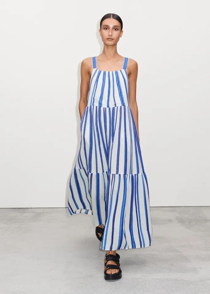 Bold Summer Stripe Crossover-Back Maxi Dress | ME + EM