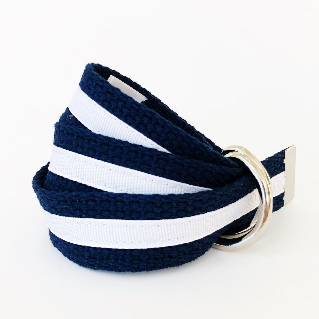 Navy and White Ribbon Belt  Boys Belt  Canvas Belt  Ring - Etsy | Etsy (US)