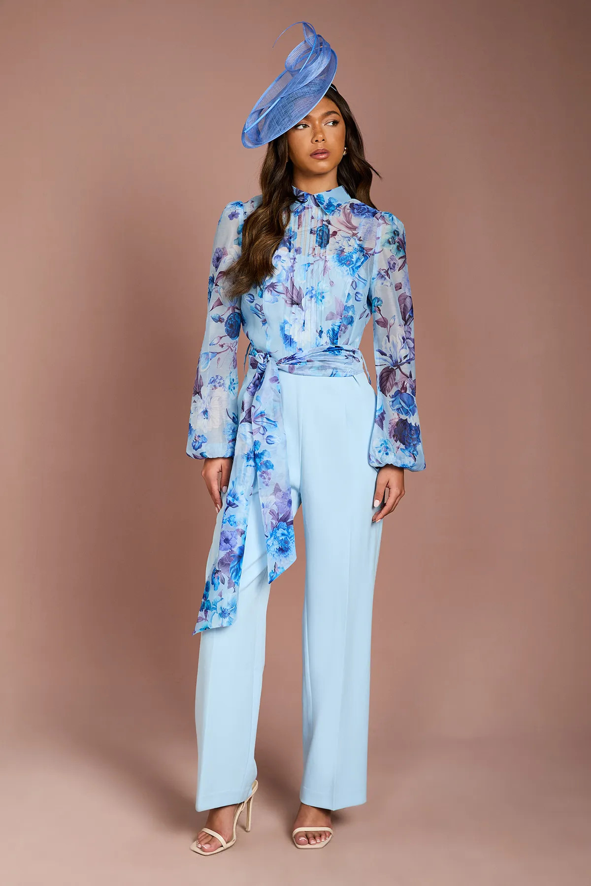 Pale Blue Coast Blouson Sleeve Pintuck Detail Wide Leg Wedding Guest Jumpsuit | Coast | Coast UK & IE