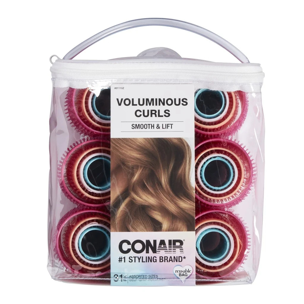 Conair Classic Volumizing Hair Self Grip Rollers, Assorted Sizes, Neon Colors, 31 Ct | Walmart (US)