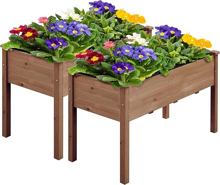Yaheetech 2pcs Raised Garden Bed 48x24x30in Elevated Wooden Horticulture Planter Box with Legs St... | Amazon (US)