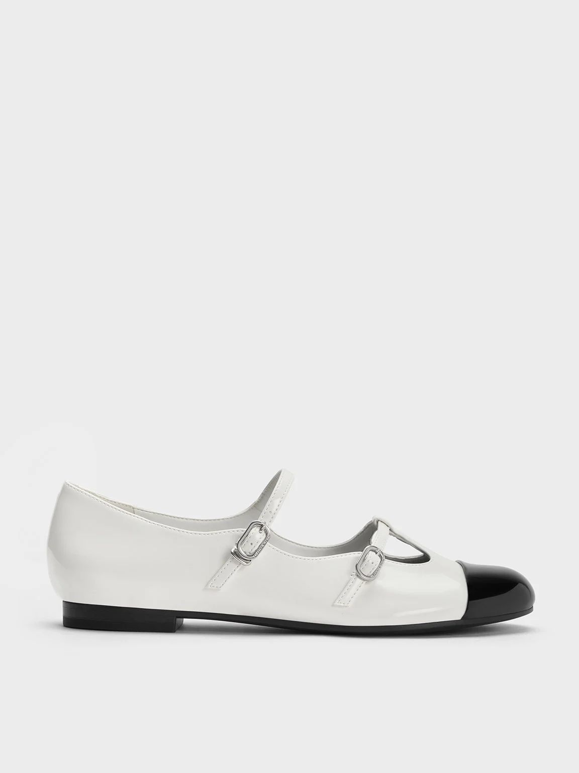 Double-Strap T-Bar Mary Janes
 - White | Charles & Keith UK