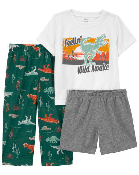 Carter's Toddler Boys 3-Piece Dinosaur Loose Fit Pajamas 2T Green | Carter's