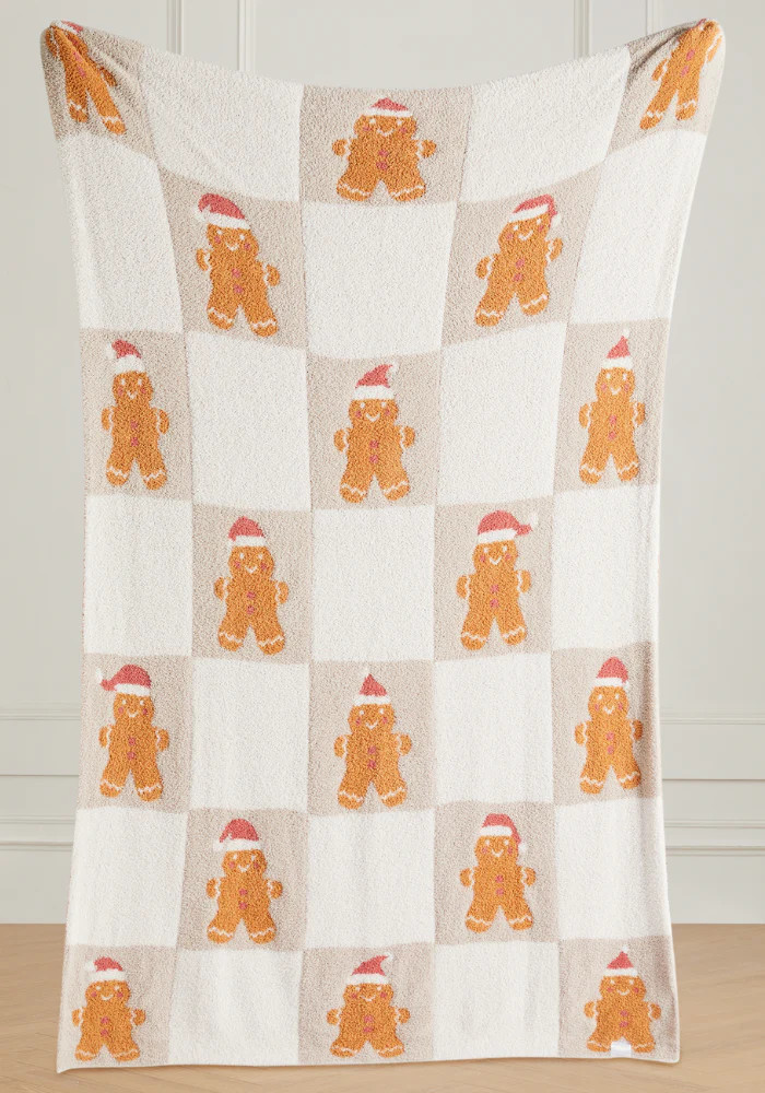 TSC x Amber Massey: Checkered Gingerbread with Santa Hat Buttery Blanket | The Styled Collection