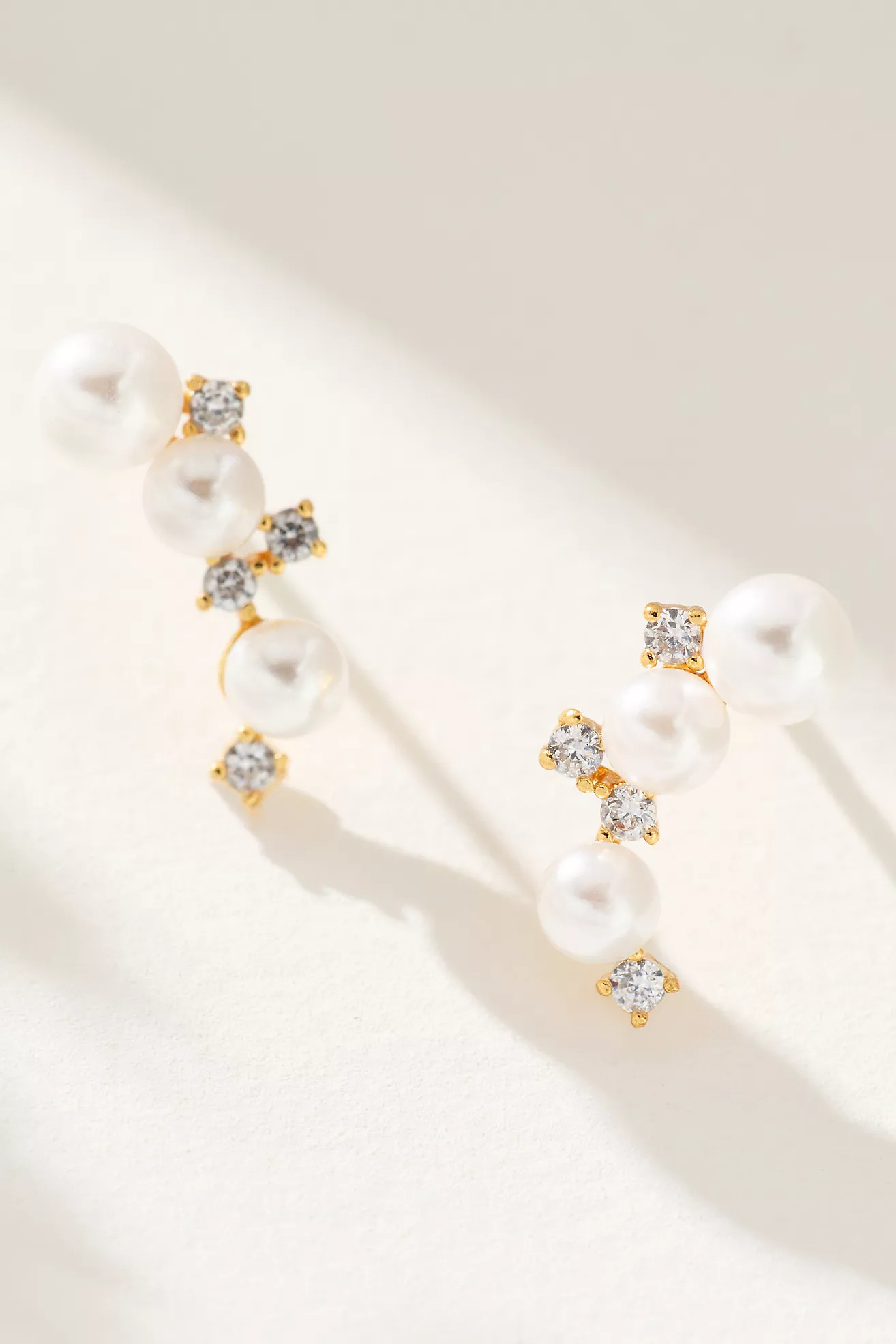 Pearl Crystal Crawler Earrings | Anthropologie (US)