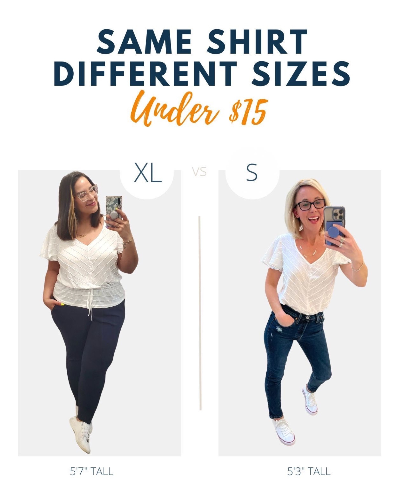 We love when Rachel and Collin buy the same cute pieces! 😍😍 We love that you can style this shirt in 2 ways - either tucked in or untucked. Rachel said she loves the big, flowy sleeves the most and paired them with the Athleta joggers that both she and Collin love so much! It’s a little see-through, but it’s perfect paired with a tan bra!

#LTKstyletip #LTKunder50 #LTKFind