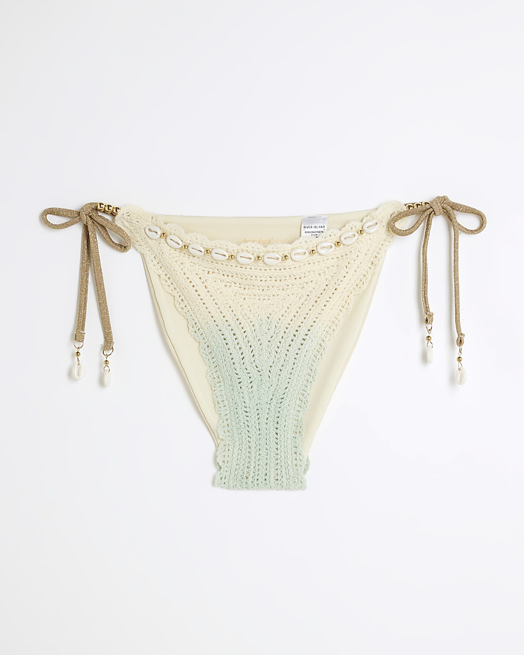 Cream Ombre Crochet Tie Side Bikini Bottoms | River Island (UK & IE)