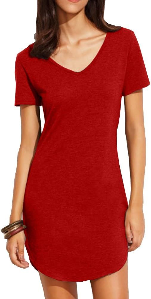Haola Women's Summer Short Sleeve Slim Fit Shirts Mini Dresses Floral Print Juniors Dress Top | Amazon (US)