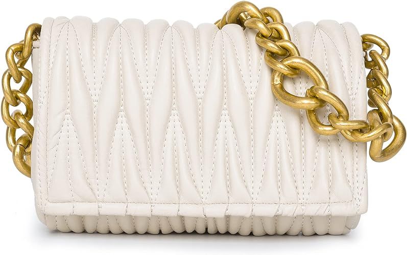 Montana West Quilted Purse for Women Chunky Chain Purses Small Shoulder Bag and Handbags | Amazon (US)