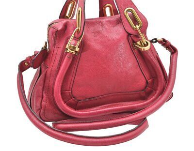 Authentic Chloe Paraty Small 2Way Shoulder Hand Bag Purse Leather Pink 2251K | eBay AU