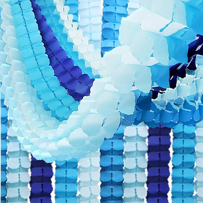 6pcs Four-Leaf Clover Garland Party Blue and White Streamers Tissue Paper Hanging Flower Garland ... | Amazon (US)