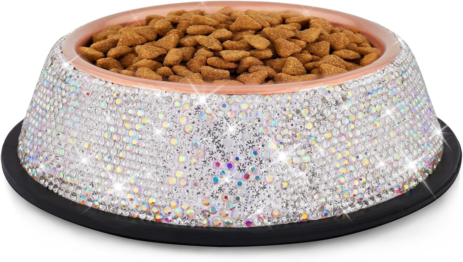 Sparkly Full Rhinestones Designed Rose Gold Stainless Steel Pet Cat Bowl - Stylish and Practical ... | Amazon (US)