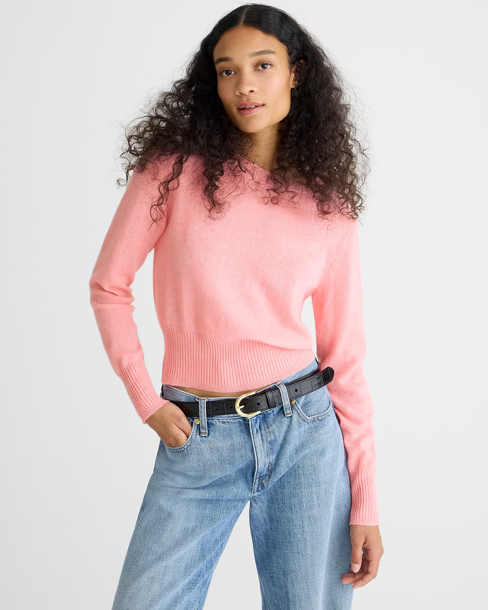 Cashmere shrunken crewneck sweater | J. Crew US