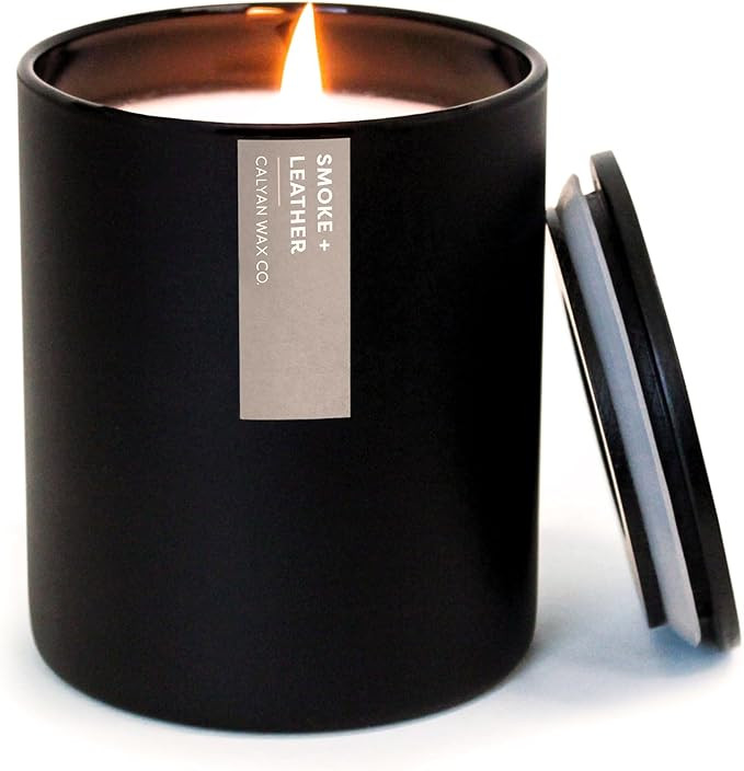Calyan Wax Co. Soy Wax Candle, Smoke + Leather Scented Candle, 75 Hour Burn Time, Aromatherapy So... | Amazon (US)