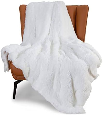BEDSURE Winter Warm Faux Fur Throw Blanket White - Fuzzy Fluffy Super Soft Furry Plush Decorative... | Amazon (US)