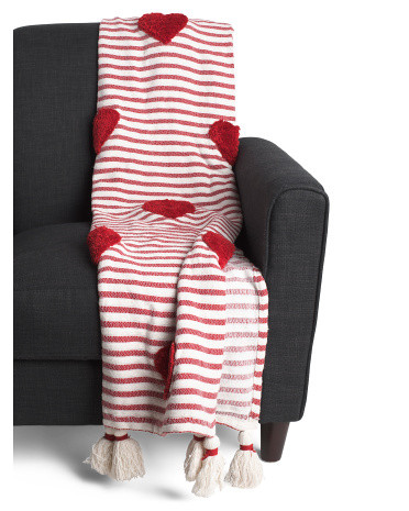 Striped Tufted Hearts Throw | TJ Maxx