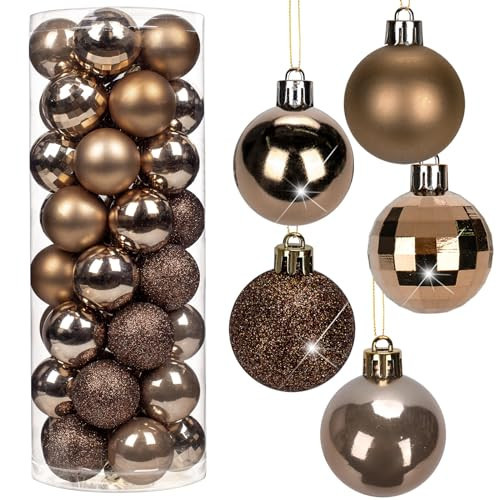 1.57" Bronze Christmas Balls Ornaments 40 Pcs Shatterproof Christmas Ornaments Set Matte Mini Bronze Ornament for Xmas Tree Halloween Holiday Party | Amazon (US)