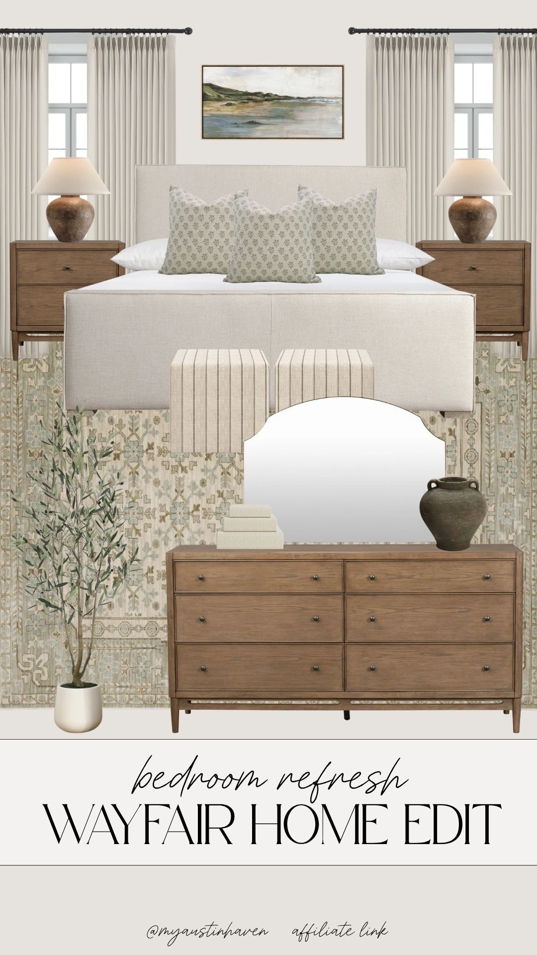 Give your bedroom a soft, timeless refresh. 🏠🌿 Warm woods, layered neutrals and classic pieces that make the space feel calm and elevated. All from wayfair ✨

Bedroom refresh ideas, neutral bedroom decor, wayfair home finds, classic bedroom style, warm wood furniture, timeless home aesthetic, layered neutrals, cozy bedroom design, traditional home decor, upholstered bed, nightstand styling, neutral rug bedroom, calming home decor, soft minimalist style, elegant bedroom ideas, light and airy home, everyday luxury home, serene bedroom inspo

#LTKHome #LTKSaleAlert