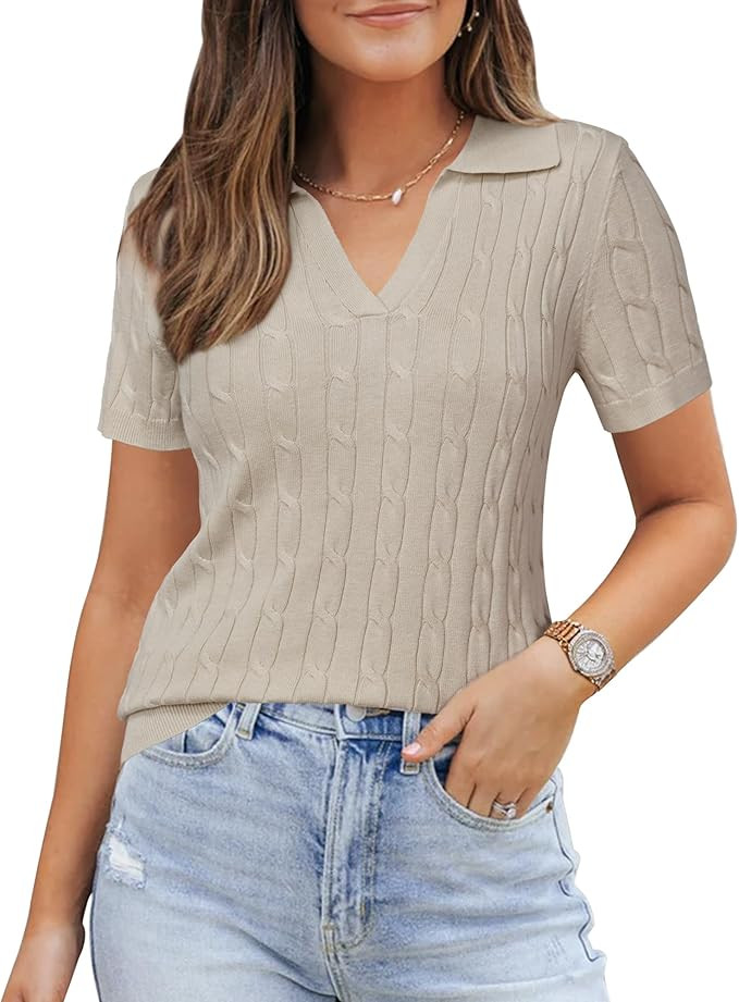 Arach&Cloz Women's Wool Blend Summer Fall Tops Business Casual Polo Shirts 2025 | Amazon (US)