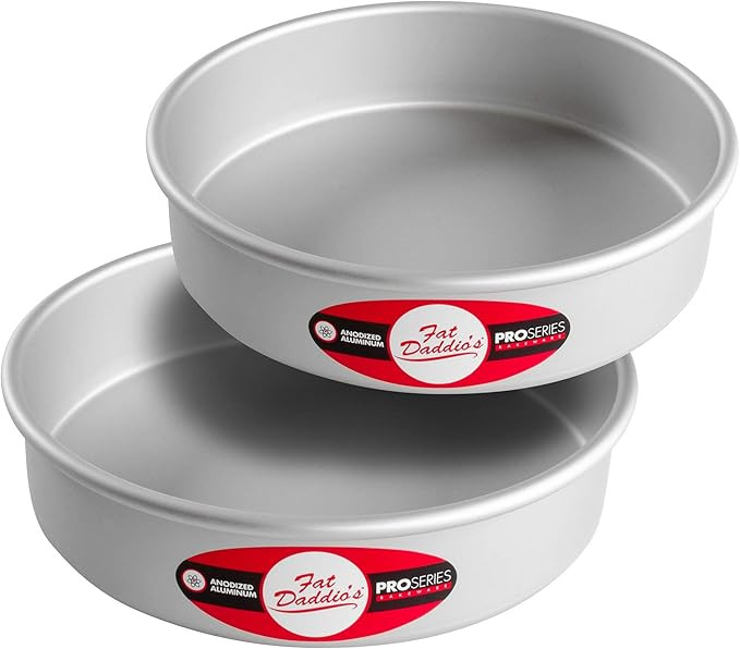 Fat Daddio's Anodized Aluminum Round Cake Pans, 2 Piece Set, 8 x 2 Inch | Amazon (US)