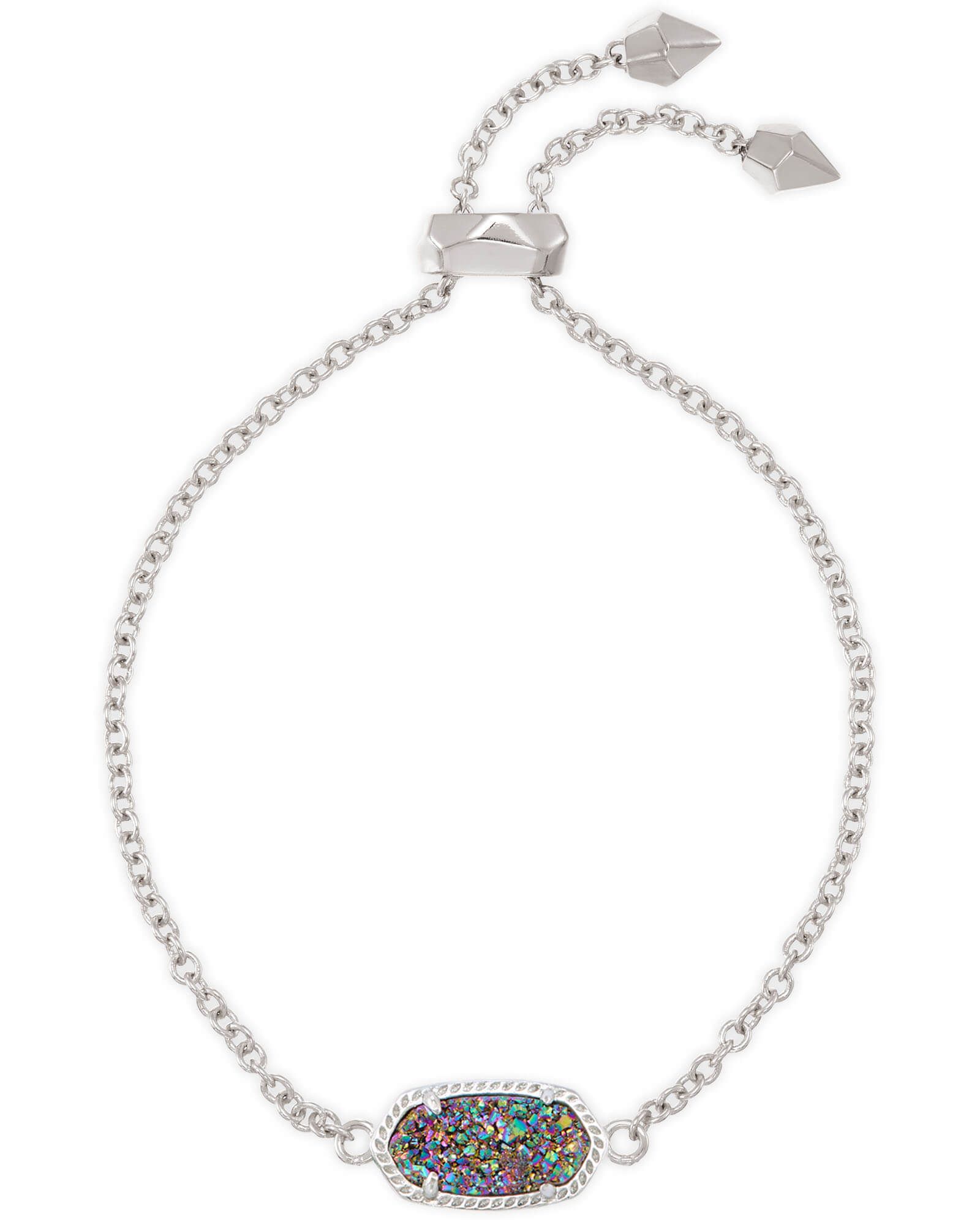 Elaina Silver Adjustable Chain Bracelet in Multicolor Drusy | Kendra Scott