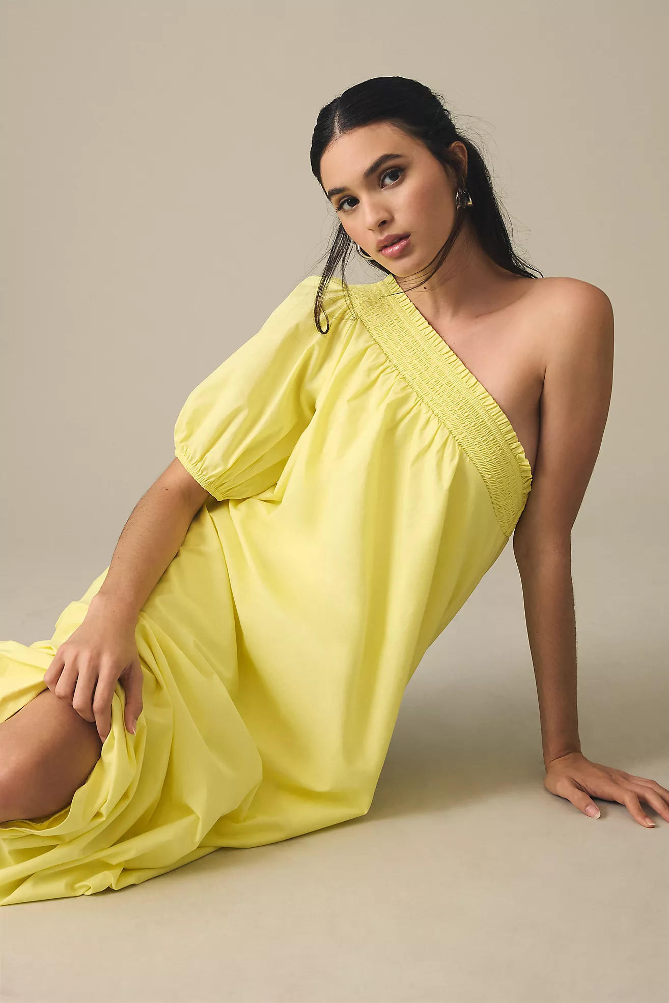 Maeve One-Shoulder Embroidered Maxi Dress | Anthropologie (US)