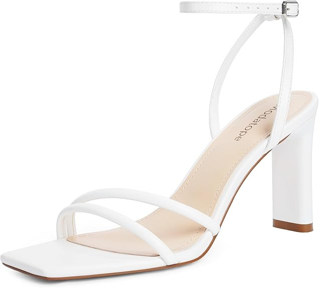 Modatope Womens Sandals Square Open Toe Chunky High Heels Strappy Ankle Strap Sandals Comfort Dre... | Amazon (US)