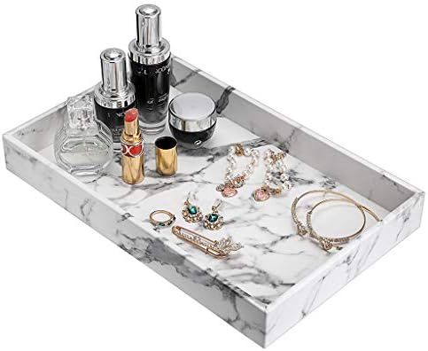 Hipiwe Desktop Organizer Tray - Faux Leather Vanity Tray Dresser Perfume Tray Cosmetics Storage T... | Amazon (US)