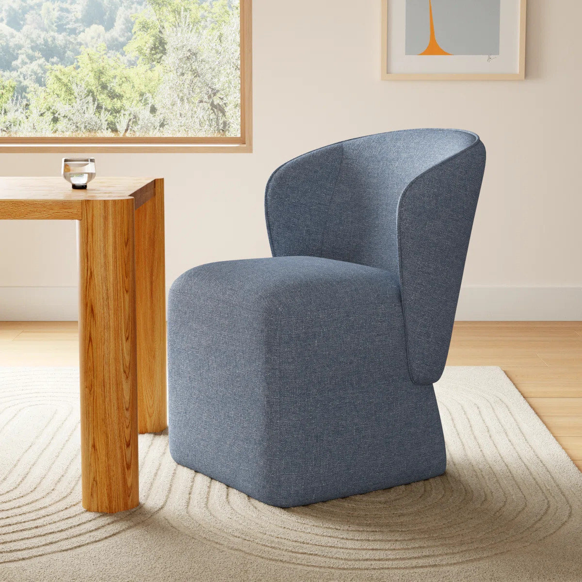 Niha Upholstered Dining Chair with Casters | Wayfair North America