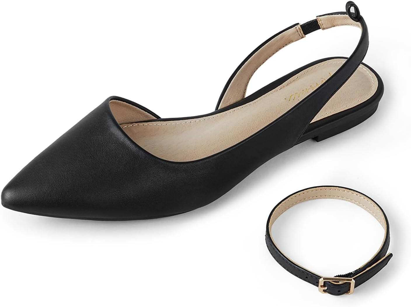 Arromic Women's Slingback Flats Shoes Pointed Toe Two-Way Wear Adjustable Ankle Strap Slip on Sho... | Amazon (US)
