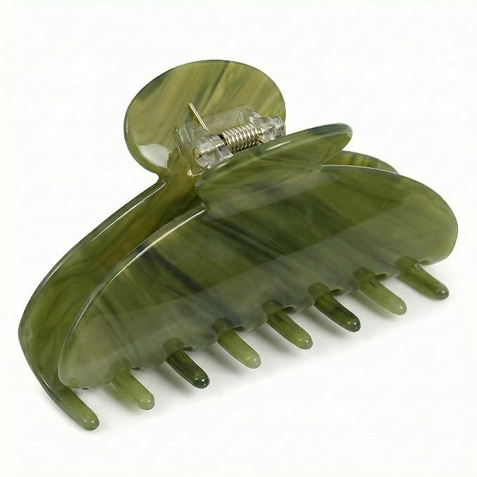 Large Acetate Hair Claw Clips, Olive Green, 4 Inch | Cute Green, Non-Slip, For Women Fine & Thick... | Amazon (US)