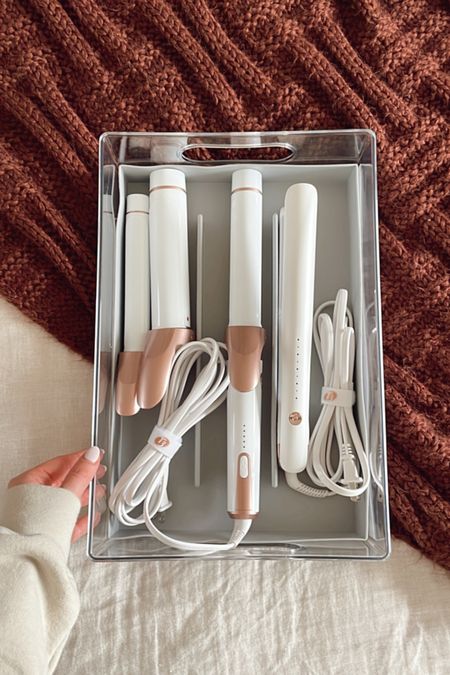 The Home Edit hair tool organizer and T3 Micro hair tools, Twirl Trio curling iron, Lucea straightener, rose gold hair tools

#LTKFind #LTKhome #LTKbeauty