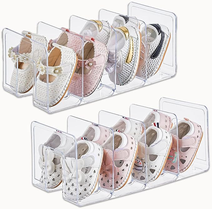 UFORU Clear Acrylic Kids Shoe Rack for Closet Organizers and Storage | 2 Pack Small Shoe Rack 4 S... | Amazon (US)