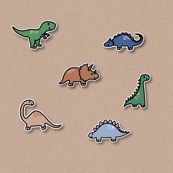 Mini Dino Stickers| 6 Mini Dinos | Etsy (US)