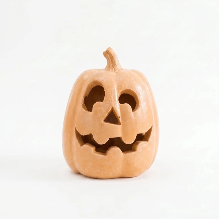 Halloween Handcrafted Jack-O'-Lantern, 5.5" Hand-Carved Pumpkin Decor, Durable Kiln-Fired Autumn ... | Walmart (US)