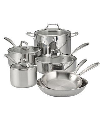 Tramontina TriPly Clad Stainless Steel Glass Lid 10 Pc Cookware Set - Macy's | Macy's