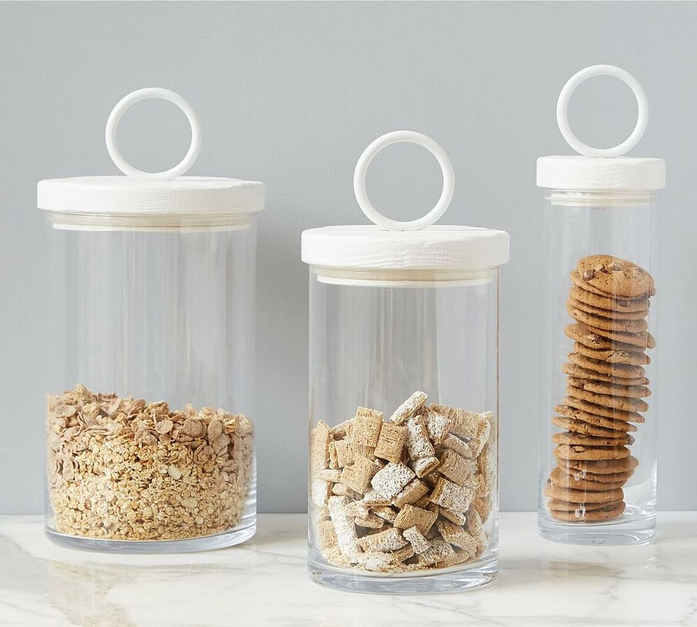 White Wood & Iron Handled Canisters | Pottery Barn (US)