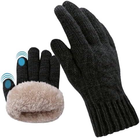 Beurlike Wool Winter Gloves for Men Women Fleece lined Touchscreen Warm Thermal Snow Cable Knit G... | Amazon (US)