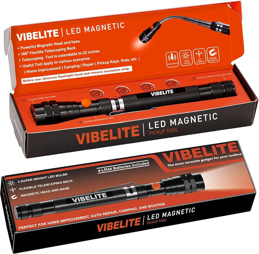 VIBELITE Gifts for Dad, Magnetic Pickup Tool with LED, Telescoping Magnet Flashlight, Cool Gadget... | Amazon (US)